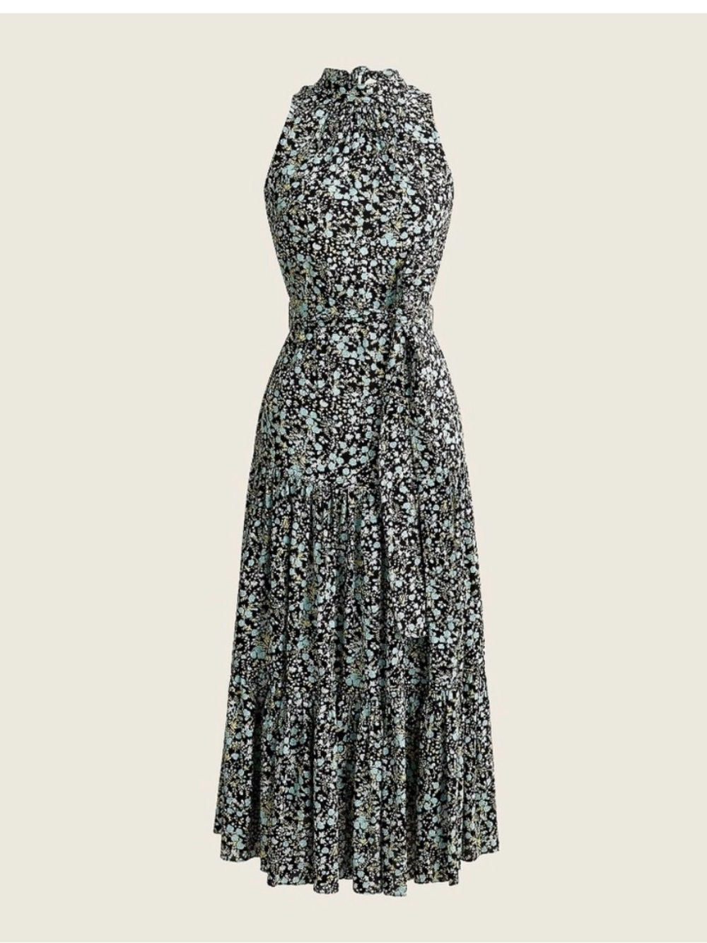 J. Crew Black Maxi Dress with Light Blue Floral Print